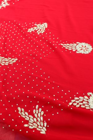 Red and gold georgette saree