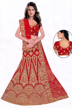 Red velvet bridal lengha D3