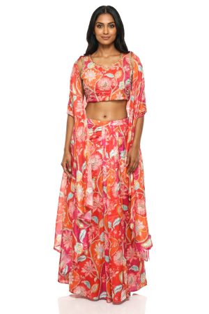 Orange and pink skirt with shrug jacket (size L only)