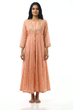 Peach anarkali 4 piece set