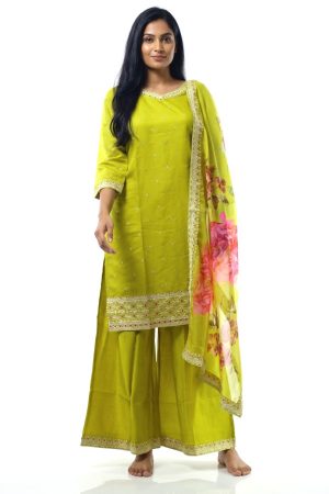 Lime green punjabee with palazzo pants
