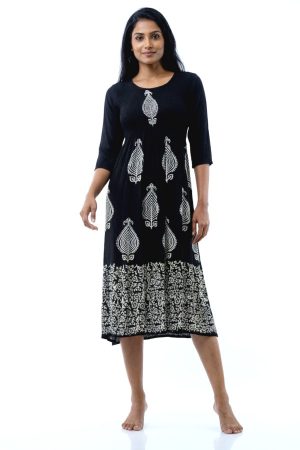 Black anarkali stretch fabric kurti top