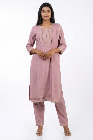 Lilac cotton silk punjabee