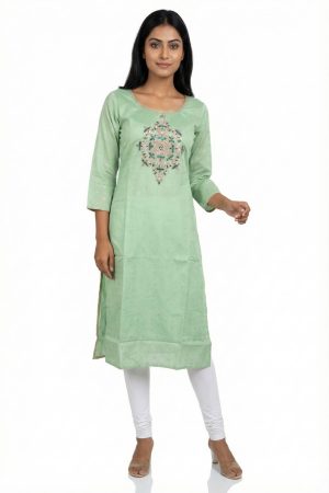 Mint green silky kurti top