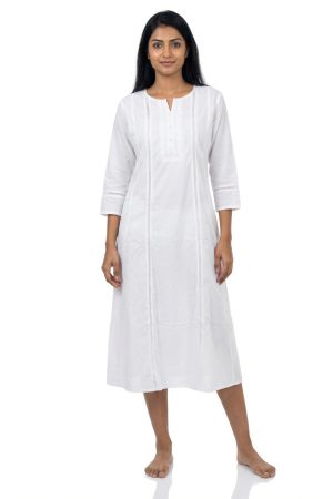 White anarkali pure cotton kurti (size L only)