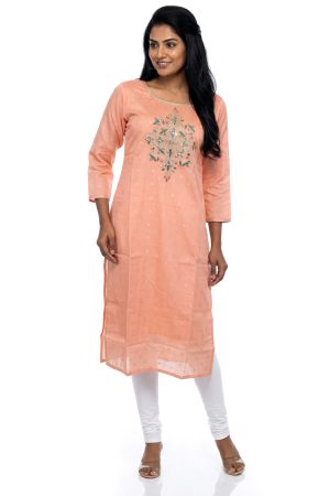 Peach silky kurti top