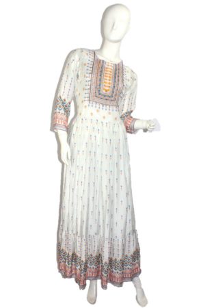 White silky anarkali kurti