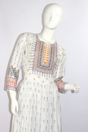 White silky anarkali kurti