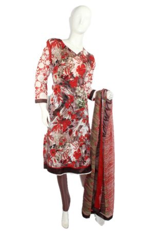 Red and brown crepe punjabee