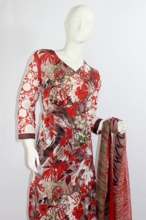 Red and brown crepe punjabee