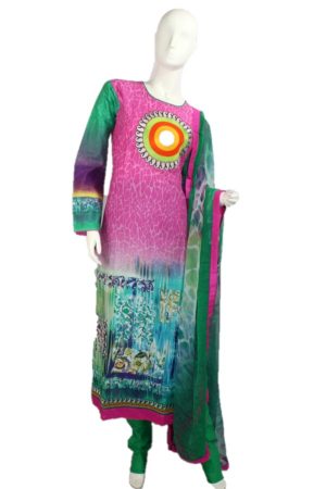 Pink and green crepe punjabee (L only)