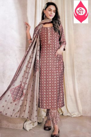 Beige and red punjabee