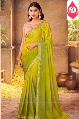 Green shaded georgette saree