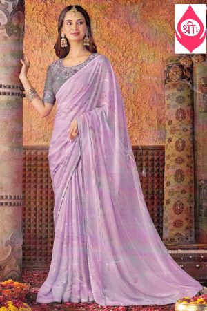 Lavender georgette saree