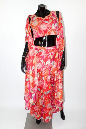 Orange and pink skirt with shrug jacket