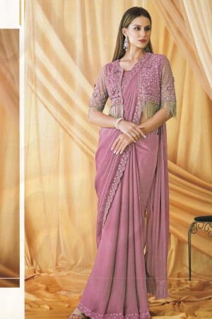 Lilac saree with short waistcoat