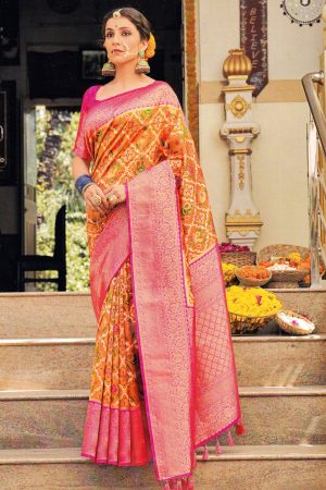 Orange patola silky saree