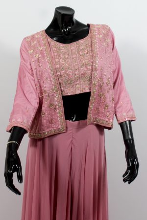 Dark pink readymade outfit with plazzo pants (Size L only)