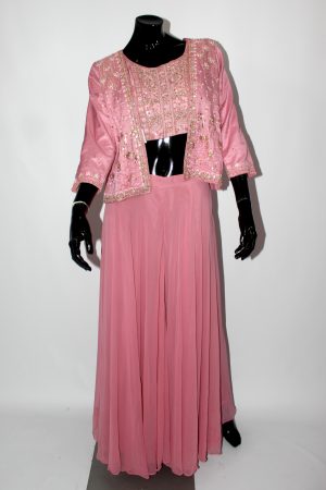 Dark pink readymade outfit with plazzo pants (Size L only)