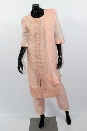 Peach cotton silk punjabee