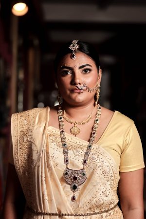 Gold silk saree with zari work