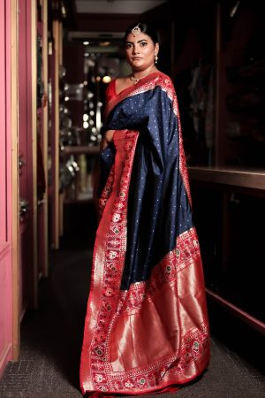Navy patola silk saree