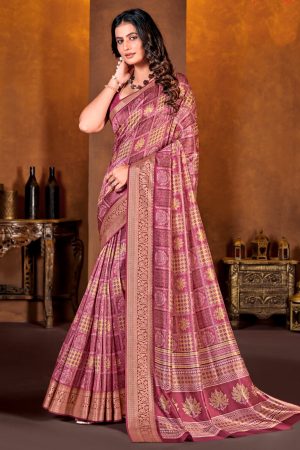 Magenta silky saree