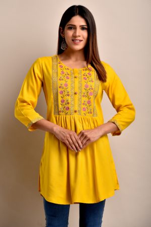 Yellow short kurti top