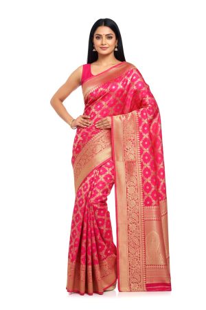 Hot pink benarasi silk saree