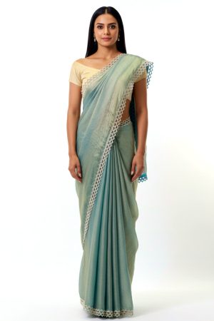 Aqua gold silky saree