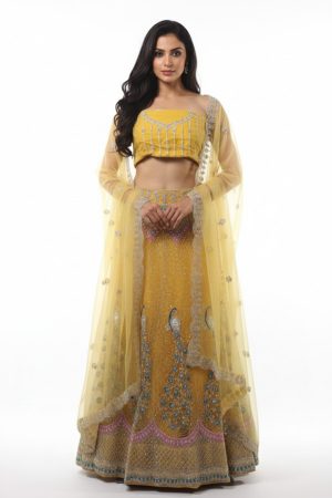 Yellow peacock lehengha