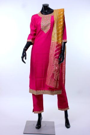 Fuscia pink cotton silk punjabee