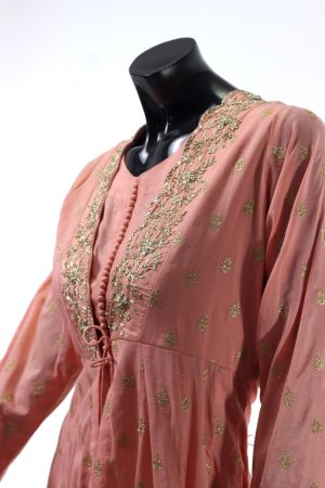 Peach anarkali 4 piece set