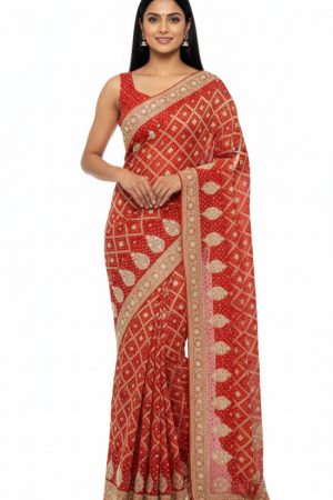 Red gharchola saree