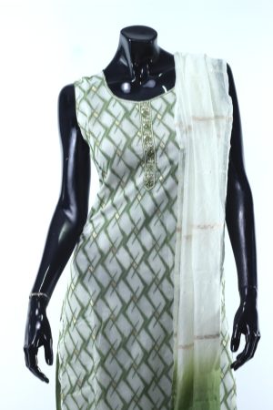 Cream & olive cotton punjabee