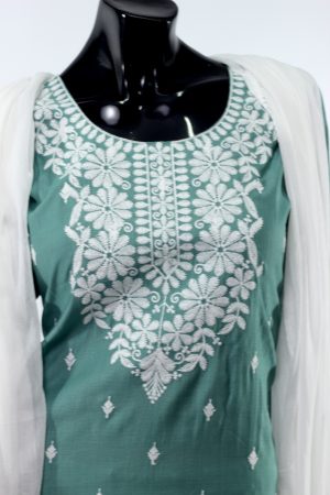 Pale green cotton punjabee with palazzo pants