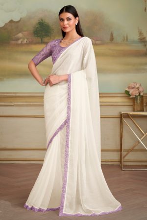 Off white georgette saree