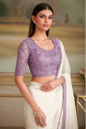 Off white georgette saree