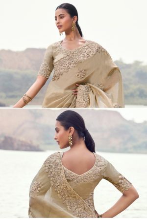 Gold silky saree