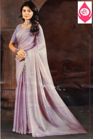 Lavender shimmer silk saree