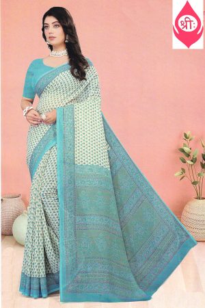Light blue chiffon printed saree