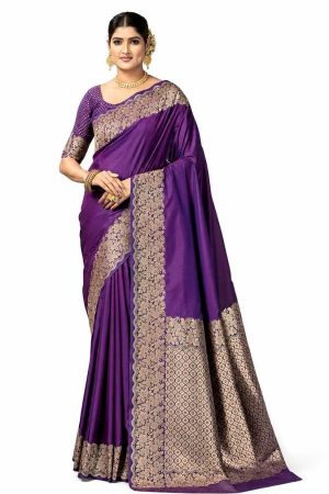 Purple art silk saree