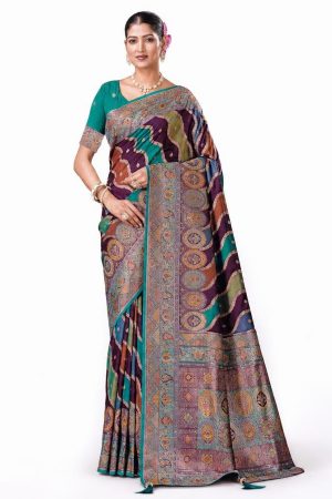 Aubergine art silk saree
